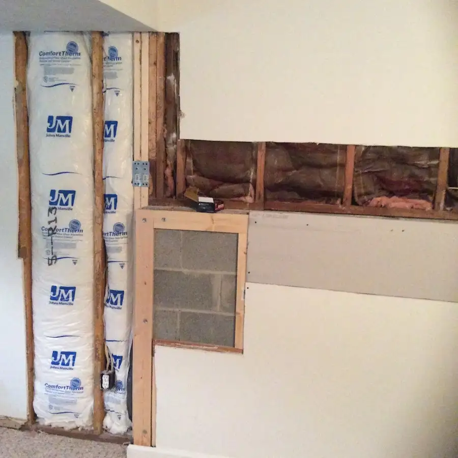 Wall insulation replacement during Basement Flood Cleanup in Plano